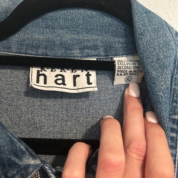 Colorful Patchwork Denim Button Down Shirt - Picture 3 of 3